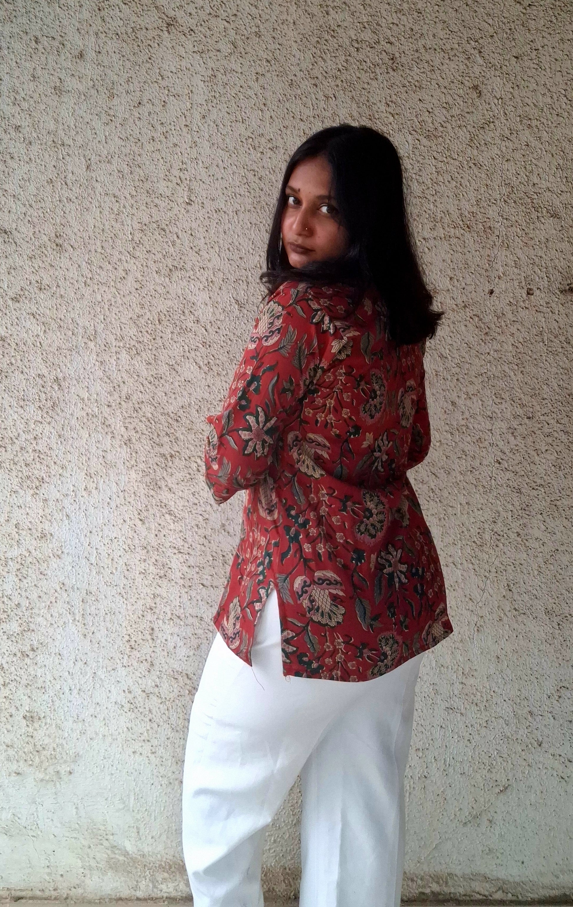 Earthy Red Floral Kurti