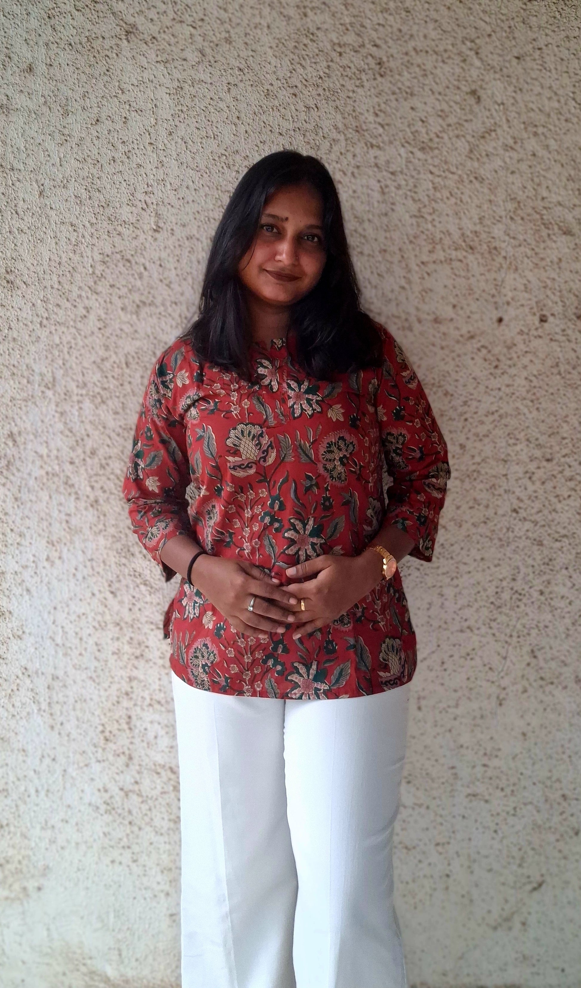 Earthy Red Floral Kurti