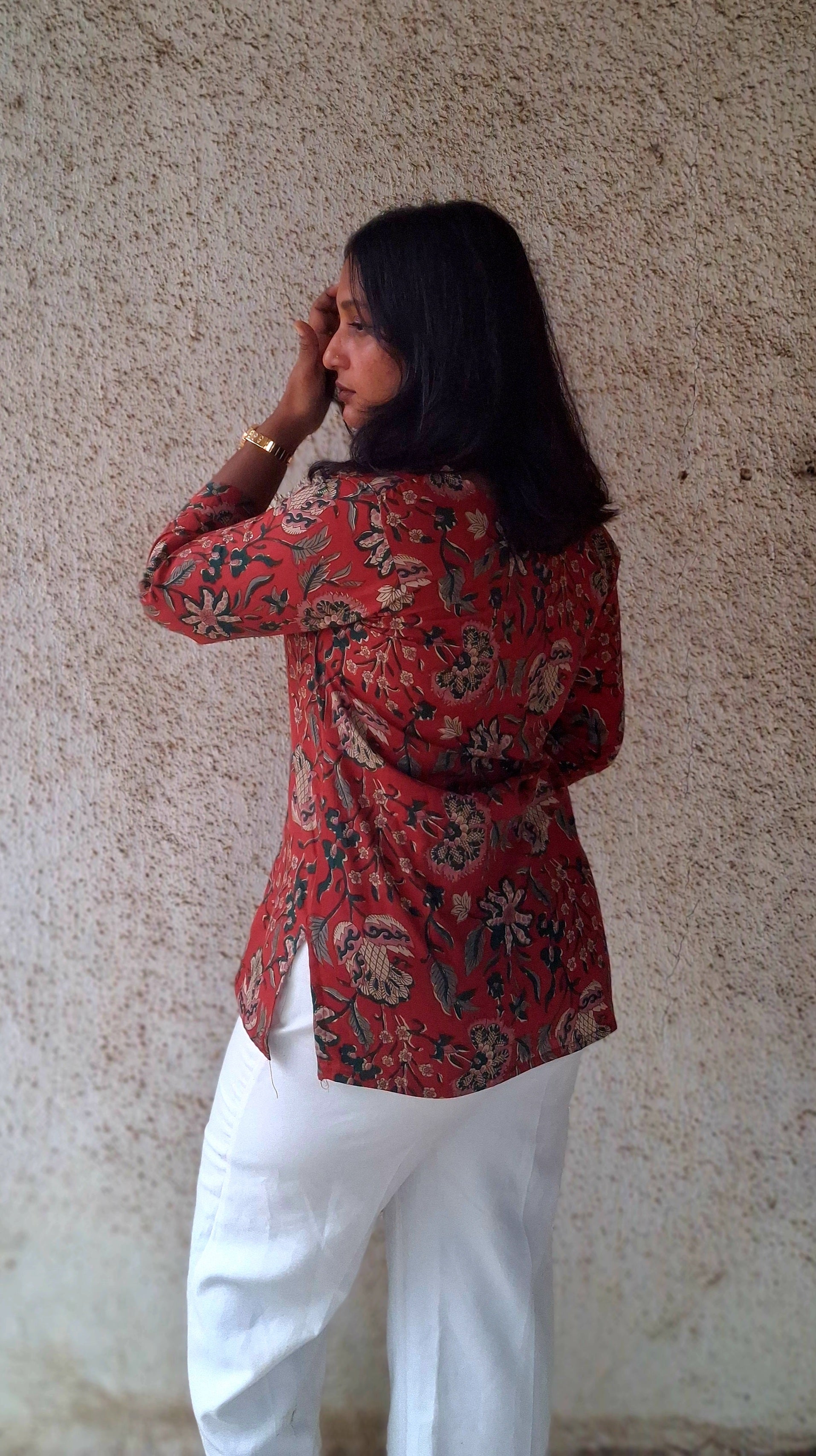 Earthy Red Floral Kurti